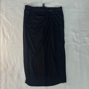 Forever 21 Black Pencil Midi Skirt with Ring Detail